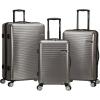 Rockland Horizon Hardside Spinner Wheel Luggage Set, Silver, 3-Piece Set (20/24/28)(Silver)