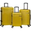 Rockland Horizon Hardside Spinner Wheel Luggage Set, Silver, 3-Piece Set (20/24/28)(Yellow)