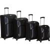 Rockland Impact Softside Spinner Wheel Luggage Set, Navy, 4-Piece Set (18/22/26/30)(Black)