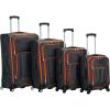 Rockland Impact Softside Spinner Wheel Luggage Set, Navy, 4-Piece Set (18/22/26/30)(Charcoal)