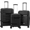 Rockland Linear Hardside Spinner Wheel Luggage, Navy, 3-Piece Set (19/23/27)(Black)