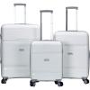 Rockland Linear Hardside Spinner Wheel Luggage, Navy, 3-Piece Set (19/23/27)(White)