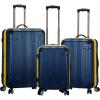 Rockland London Hardside Spinner Wheel Luggage, Navy, 3-Piece Set (20/24/28)(Blue)