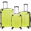 Rockland London Hardside Spinner Wheel Luggage, Navy, 3-Piece Set (20/24/28)(Green)