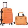 Rockland Melbourne Hardside Expandable Spinner Wheel Luggage Set, Purple, Carry-On 20-Inch and Tote 14-Inch(Orange)