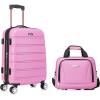 Rockland Melbourne Hardside Expandable Spinner Wheel Luggage Set, Purple, Carry-On 20-Inch and Tote 14-Inch(Pink)