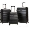 Rockland Melbourne Hardside Expandable Spinner Wheel Luggage, White, Checked-Large 28-Inch(BLACK)