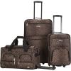 Rockland Melbourne Hardside Expandable Spinner Wheel Luggage, White, Checked-Large 28-Inch(LEOPARD)