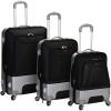 Rockland Rome Hybrid Spinner Wheel Luggage Set, Black, 3-Piece Set (20/24/28)(Black)