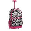 Rockland Single Handle Rolling Backpack, Peace, 19-Inch (R02-PEACE)(PINKZEBRA)