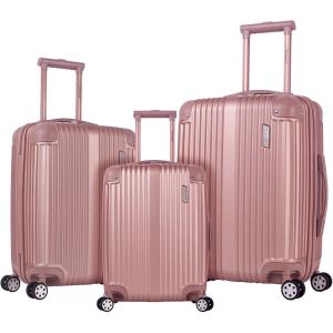 Rockland Berlin Hardside Expandable Spinner Wheel Luggage Set, Charcoal, 3-Piece (20/24/28)(Rose Gold)