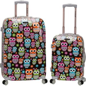 Rockland Departure Hardside Spinner Wheel Luggage, Owl, 2-Piece Set (20/28)