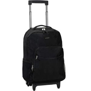Rockland Double Handle Rolling Backpack, New Heart, 17-Inch(BLACK)