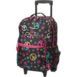 Rockland Double Handle Rolling Backpack, New Heart, 17-Inch(PEACE)