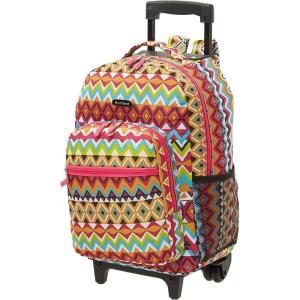 Rockland Double Handle Rolling Backpack, New Heart, 17-Inch(TRIBAL)