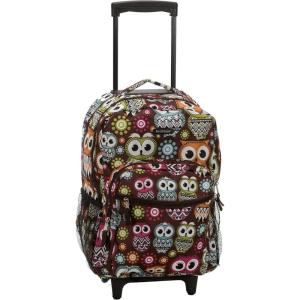 Rockland Double Handle Rolling Backpack, Owl, 17-Inch