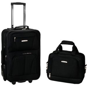 Rockland Fashion Softside Upright Luggage Set,Expandable, Orange, 2-Piece (14/19)(Black)