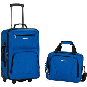 Rockland Fashion Softside Upright Luggage Set,Expandable, Orange, 2-Piece (14/19)(Blue)