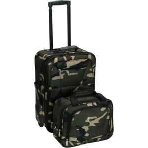 Rockland Fashion Softside Upright Luggage Set,Expandable, Orange, 2-Piece (14/19)(Camouflage)