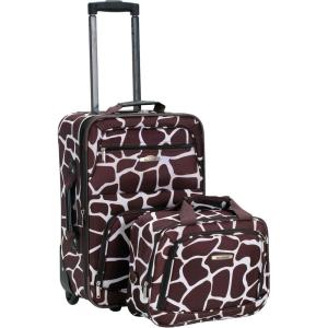 Rockland Fashion Softside Upright Luggage Set,Expandable, Orange, 2-Piece (14/19)(Giraffe)