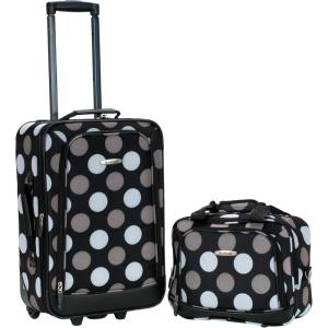 Rockland Fashion Softside Upright Luggage Set,Expandable, Orange, 2-Piece (14/19)(New Black Dot)