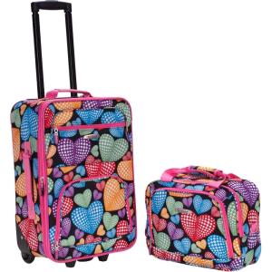 Rockland Fashion Softside Upright Luggage Set,Expandable, Orange, 2-Piece (14/19)(New Heart)