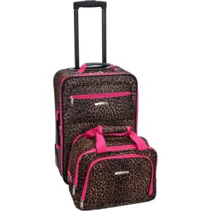 Rockland Fashion Softside Upright Luggage Set,Expandable, Orange, 2-Piece (14/19)(Pink Leopard)