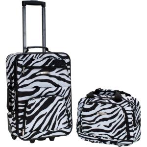 Rockland Fashion Softside Upright Luggage Set,Expandable, Orange, 2-Piece (14/19)(Zebra)