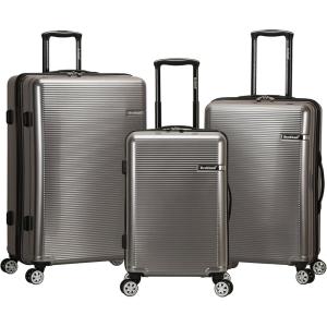 Rockland Horizon Hardside Spinner Wheel Luggage Set, Silver, 3-Piece Set (20/24/28)(Silver)