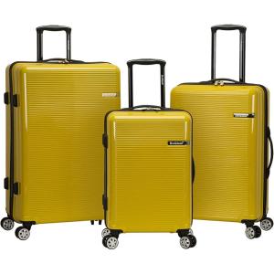 Rockland Horizon Hardside Spinner Wheel Luggage Set, Silver, 3-Piece Set (20/24/28)(Yellow)