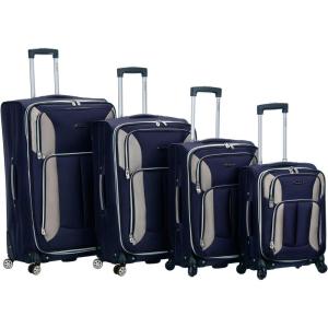 Rockland Impact Softside Spinner Wheel Luggage Set, Navy, 4-Piece Set (18/22/26/30)(Navy)