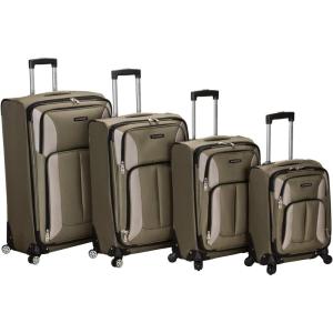 Rockland Impact Softside Spinner Wheel Luggage Set, Navy, 4-Piece Set (18/22/26/30)(Olive)