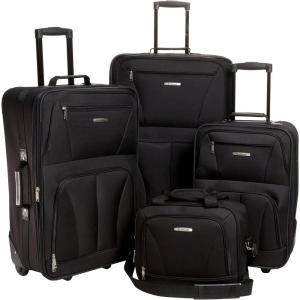 Rockland Journey Softside Upright Luggage Set, Expandable, Camouflage, 4-Piece (14/19/24/28)(Black)