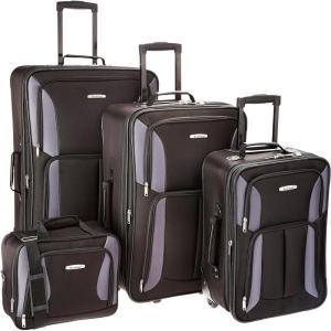 Rockland Journey Softside Upright Luggage Set, Expandable, Camouflage, 4-Piece (14/19/24/28)(Black/Gray)