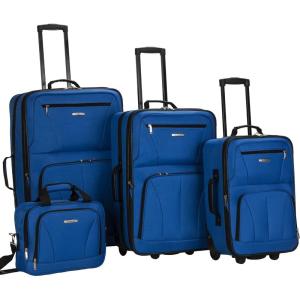 Rockland Journey Softside Upright Luggage Set, Expandable, Camouflage, 4-Piece (14/19/24/28)(Blue)