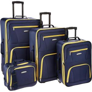 Rockland Journey Softside Upright Luggage Set, Expandable, Camouflage, 4-Piece (14/19/24/28)(Navy)