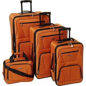 Rockland Journey Softside Upright Luggage Set, Expandable, Camouflage, 4-Piece (14/19/24/28)(Orange)