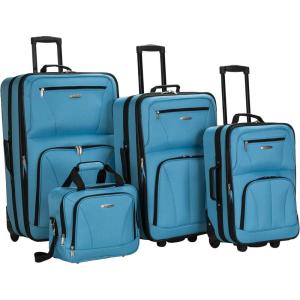 Rockland Journey Softside Upright Luggage Set, Expandable, Camouflage, 4-Piece (14/19/24/28)(Turquoise)