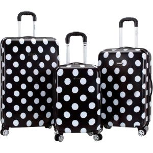 Rockland Laguna Beach Hardside Spinner Wheel Luggage, Black Dot, Carry-On 20-Inch(Black Dot)