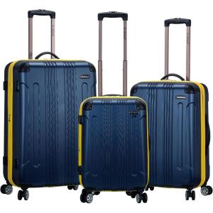 Rockland London Hardside Spinner Wheel Luggage, Navy, 3-Piece Set (20/24/28)(Blue)