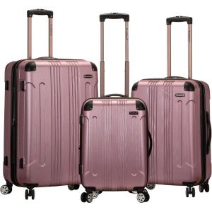 Rockland London Hardside Spinner Wheel Luggage, Navy, 3-Piece Set (20/24/28)(Pink)