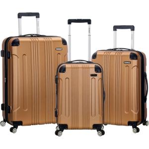 Rockland London Hardside Spinner Wheel Luggage, Orange, Carry-On 20-Inch(Gold)