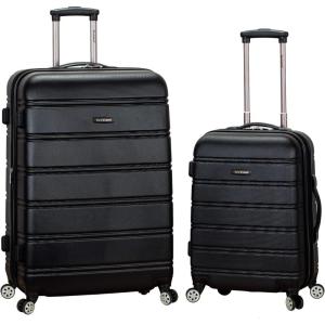 Rockland Melbourne Hardside Expandable Spinner Wheel Luggage, Champagne, 2 Piece (20″/28″)(BLACK)