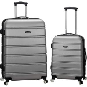 Rockland Melbourne Hardside Expandable Spinner Wheel Luggage, Champagne, 2 Piece (20″/28″)(SILVER)