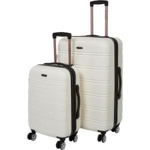 Rockland Melbourne Hardside Expandable Spinner Wheel Luggage, Champagne, 2 Piece (20″/28″)(WHITE)