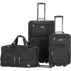 Rockland Melbourne Hardside Expandable Spinner Wheel Luggage, Mint, 3-Piece Set (20/24/28)(BLACK)