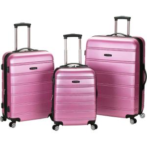 Rockland Melbourne Hardside Expandable Spinner Wheel Luggage, Mint, 3-Piece Set (20/24/28)(PINK)
