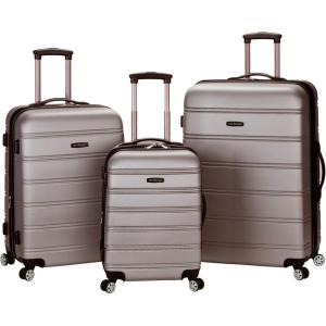 Rockland Melbourne Hardside Expandable Spinner Wheel Luggage, Mint, 3-Piece Set (20/24/28)(SILVER)