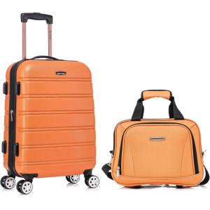 Rockland Melbourne Hardside Expandable Spinner Wheel Luggage Set, Purple, Carry-On 20-Inch and Tote 14-Inch(Orange)