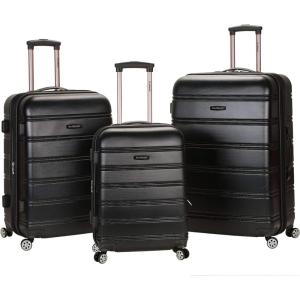 Rockland Melbourne Hardside Expandable Spinner Wheel Luggage, White, Checked-Large 28-Inch(BLACK)